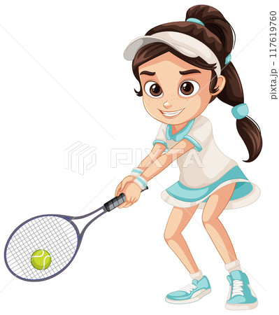 Young Girl Playing Tennis 117619760