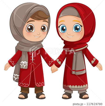 Muslim Children Holding Hands 117619780