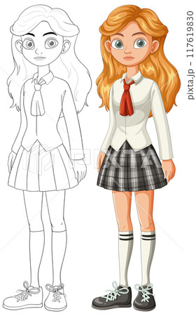 Schoolgirl Character Design Illustration 117619830