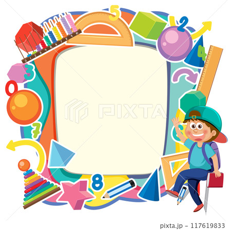 Colorful School Supplies Frame 117619833