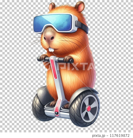 Cute capybara standing on a segway 117619872