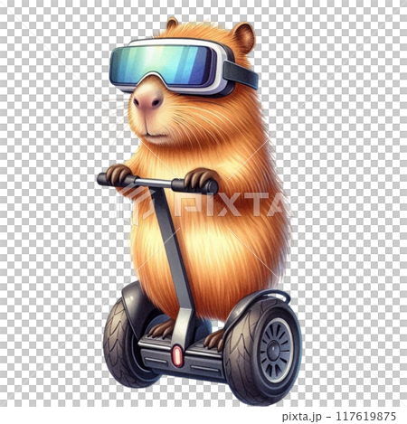 Cute capybara standing on a segway 117619875