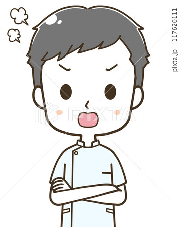激怒する若い男性看護師のイラスト 117620111
