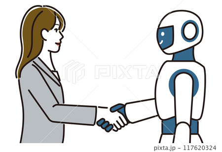 握手をするビジネスウーマンとロボット 握手をするビジネスウーマンとロボット 117620324