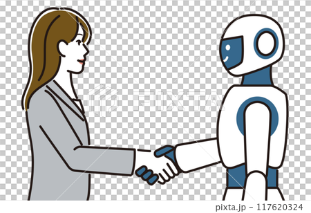 握手をするビジネスウーマンとロボット 握手をするビジネスウーマンとロボット 117620324