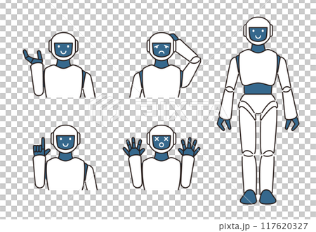Various poses of humanoid robot 117620327