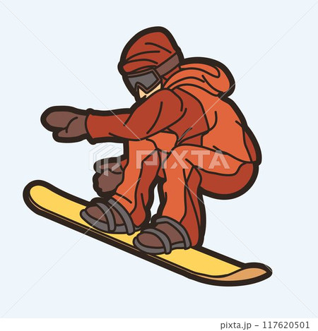 Extreme Sport Snowboard Player Action Snowboarder Pose Cartoon Graphic Vector  117620501