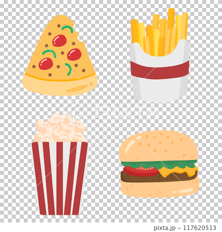 hand drawn junk food doodle  117620513