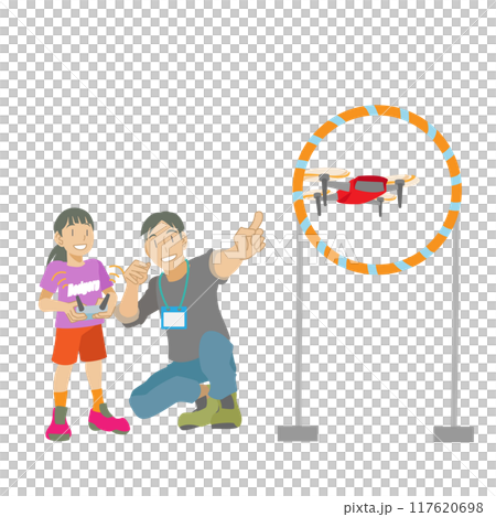 トイドローンで輪くぐりに挑戦する子供のイラスト 117620698
