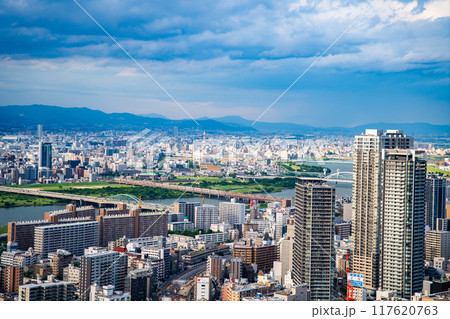 View from Umeda Sky Building in Osaka, Japan View from Umeda Sky Building in Osaka, Japan 117620763