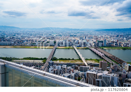 View from Umeda Sky Building in Osaka, Japan View from Umeda Sky Building in Osaka, Japan 117620804