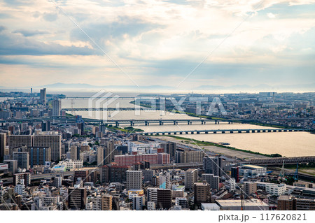 View from Umeda Sky Building in Osaka, Japan View from Umeda Sky Building in Osaka, Japan 117620821