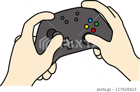 ゲームをするリアルな手のイラスト素材 117620823