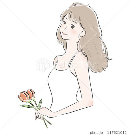 女性 チューリップ 主線黒 117621012