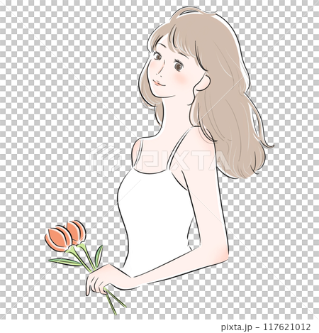 女性 チューリップ 主線黒 117621012