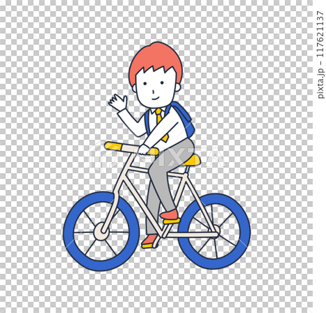 Young smiling businessman commuting by bicycle 117621137