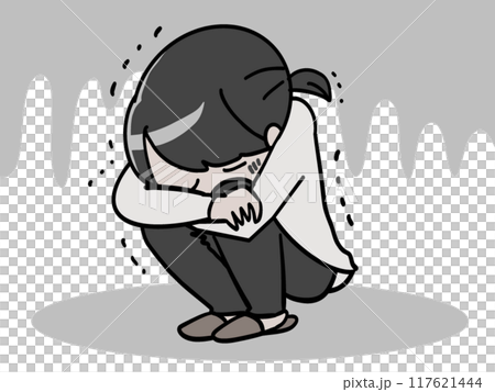 辛くてうずくまって泣く人 辛くてうずくまって泣く人 117621444