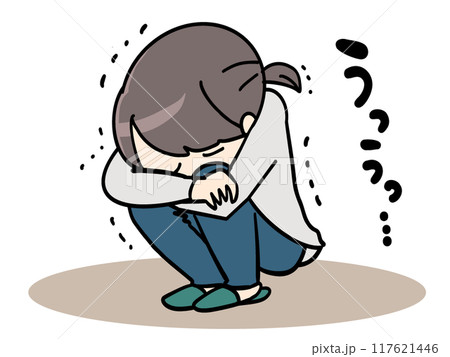 辛くてうずくまって泣く人 117621446