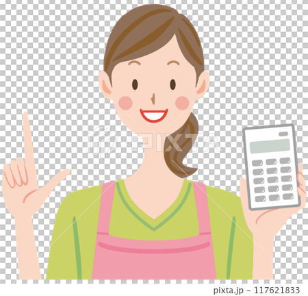一個家庭主婦用計算器的插圖 一個家庭主婦用計算器的插圖 117621833