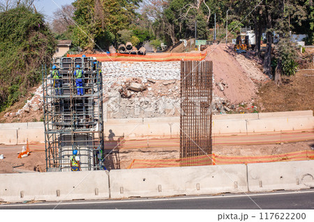 Bridge Construction Site Steel Foundations 117622200