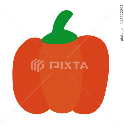 Red paprika Pepper. Vegetable Vegan raw. Vegetarian food. Farm market product. Vector flat illustration. 117622201