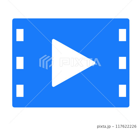 シンプルな青色の動画アイコン シンプルな青色の動画アイコン 117622226