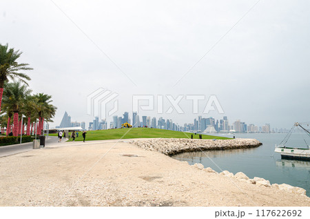 View of Doha Commercial District from MIA Park, Doha, Qatar View of Doha Commercial District from MIA Park, Doha, Qatar 117622692