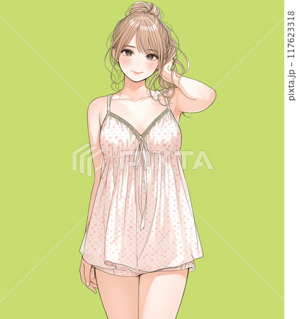 下着姿の女性の少女漫画イラスト 117623318