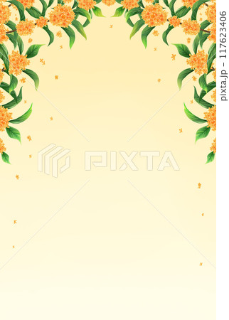 金木犀　秋のフレーム背景　縦長 117623406