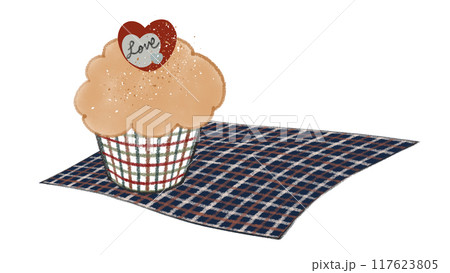 上品な色合いのカップケーキ - ハートのトッピング付き - 16:9 117623805