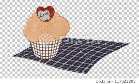 上品な色合いのカップケーキ - ハートのトッピング付き - 16:9 117623805