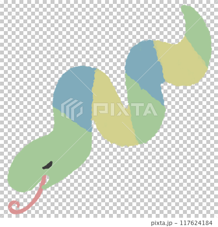 くねくねした蛇　緑 117624184