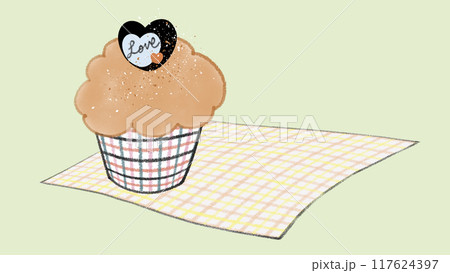 モダンで優しい雰囲気のカップケーキ - ハートのトッピング付き - 16:9 117624397