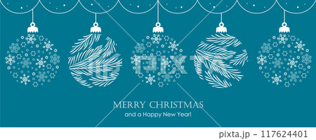 hanging christmas ball decoration with snowflakes vector illustration 117624401