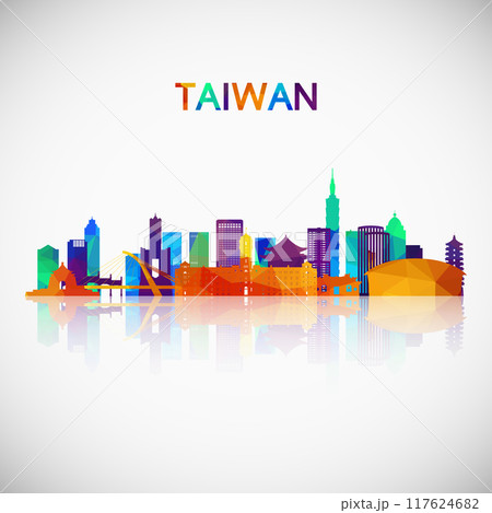 Taiwan skyline silhouette in colorful geometric style. Taiwan skyline silhouette in colorful geometric style. 117624682