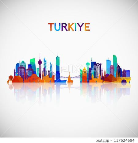 Turkiye skyline silhouette in colorful geometric style. Turkiye skyline silhouette in colorful geometric style. 117624684
