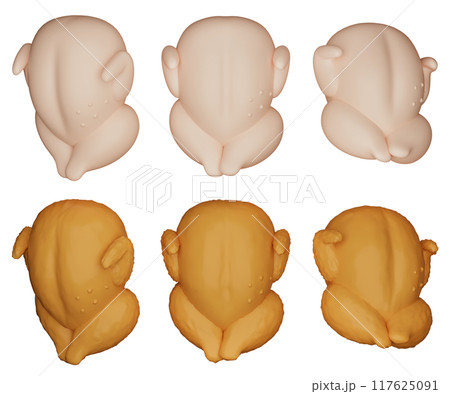 raw chicken and Fried Chicken 3D graphic raw chicken and Fried Chicken 3D graphic 117625091