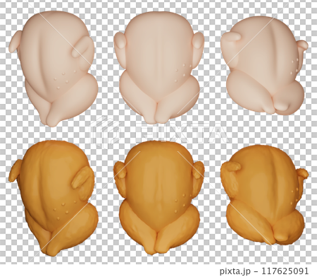raw chicken and Fried Chicken 3D graphic raw chicken and Fried Chicken 3D graphic 117625091
