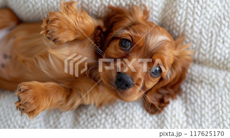 寝転ぶ子犬 117625170