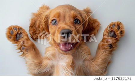 寝転ぶ子犬 117625172