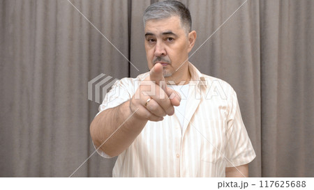 Man Pointing at Camera and Saying "You!" Man Pointing at Camera and Saying "You!" 117625688