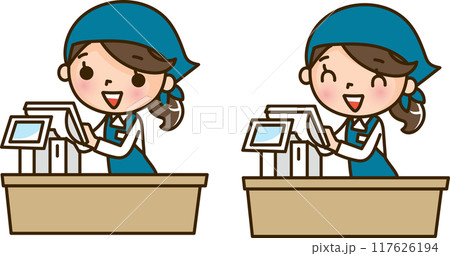 レジで働く女性 117626194