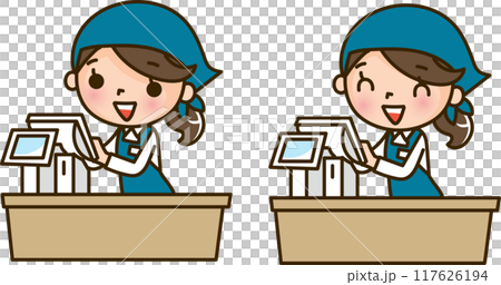 レジで働く女性 117626194