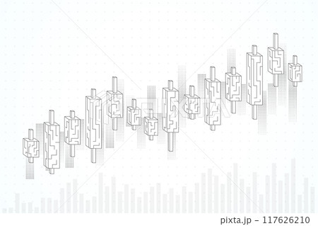 Business candle stick graph chart of stock market investment trading on white background design. Bullish point, Trend of graph. Vector illustration Business candle stick graph chart of stock market investment trading on white background design. Bullish point, Trend of graph. Vector illustration 117626210