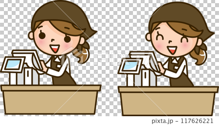 Woman working at the cash register Woman working at the cash register 117626221