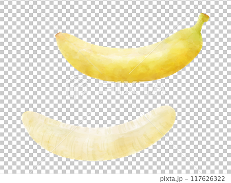 皮がついたバナナと剥いたバナナのイラスト 117626322