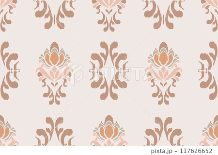 Ikat tribal Indian seamless pattern. Ethnic Aztec fabric carpet mandala ornament native boho chevron textile.Geometric African American oriental traditional vector illustrations. Embroidery style. 117626652