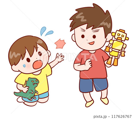 意地悪な子におもちゃを取られる男の子 117626767
