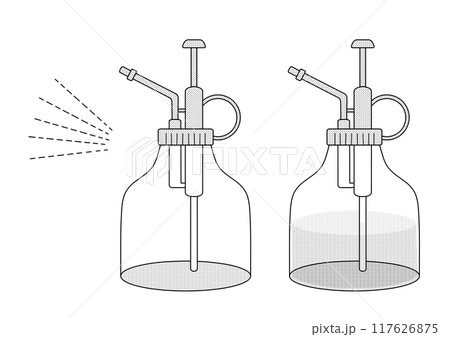 透き通った霧吹き（水あり・水なし）と霧のパーツ 117626875