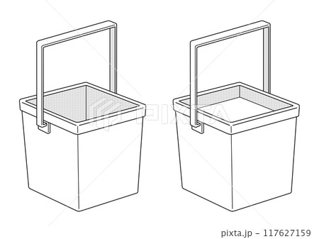 プラスチック製の四角いバケツ(水あり・水なし) プラスチック製の四角いバケツ(水あり・水なし) 117627159